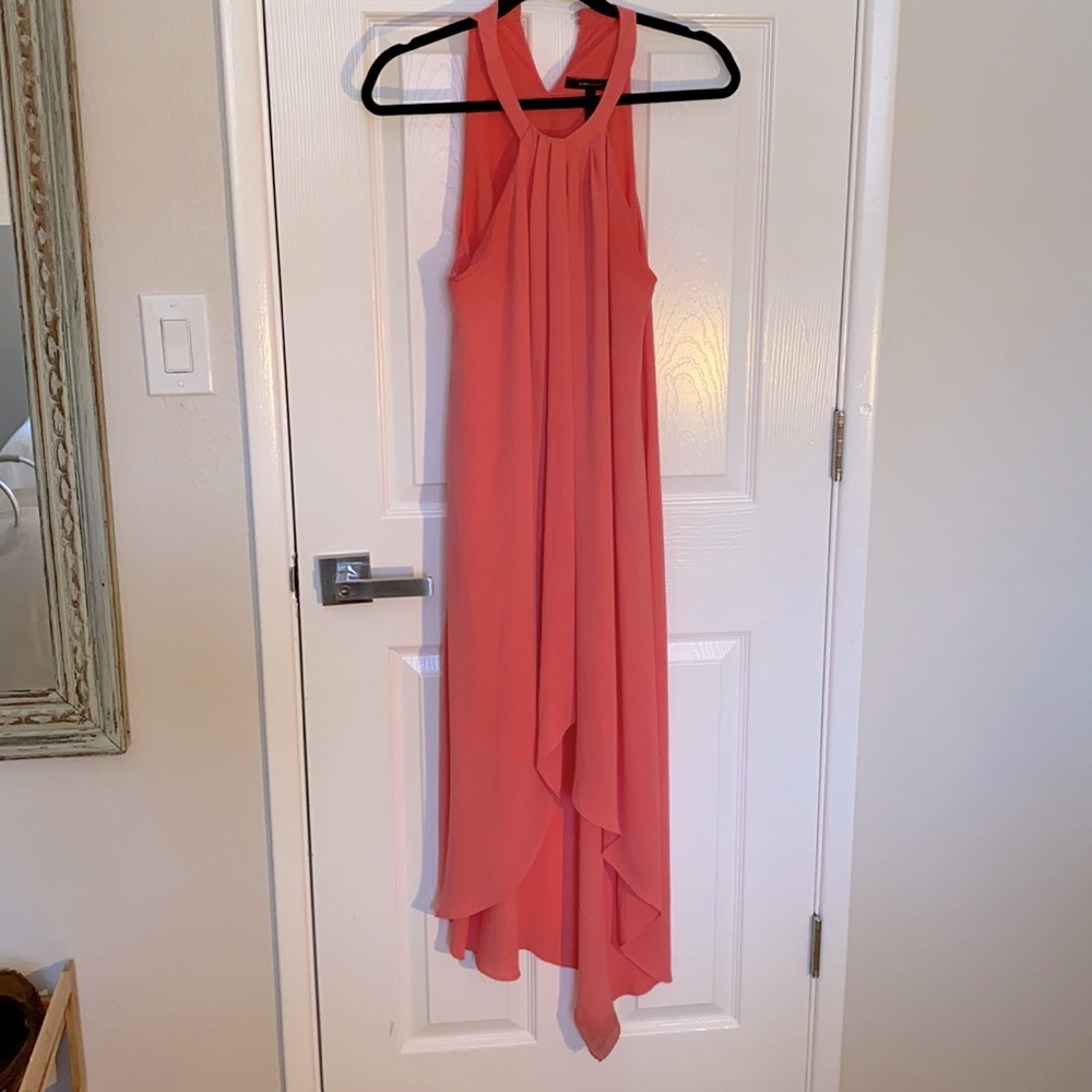 Flowy, fun, coral BCBGMaxazria dress